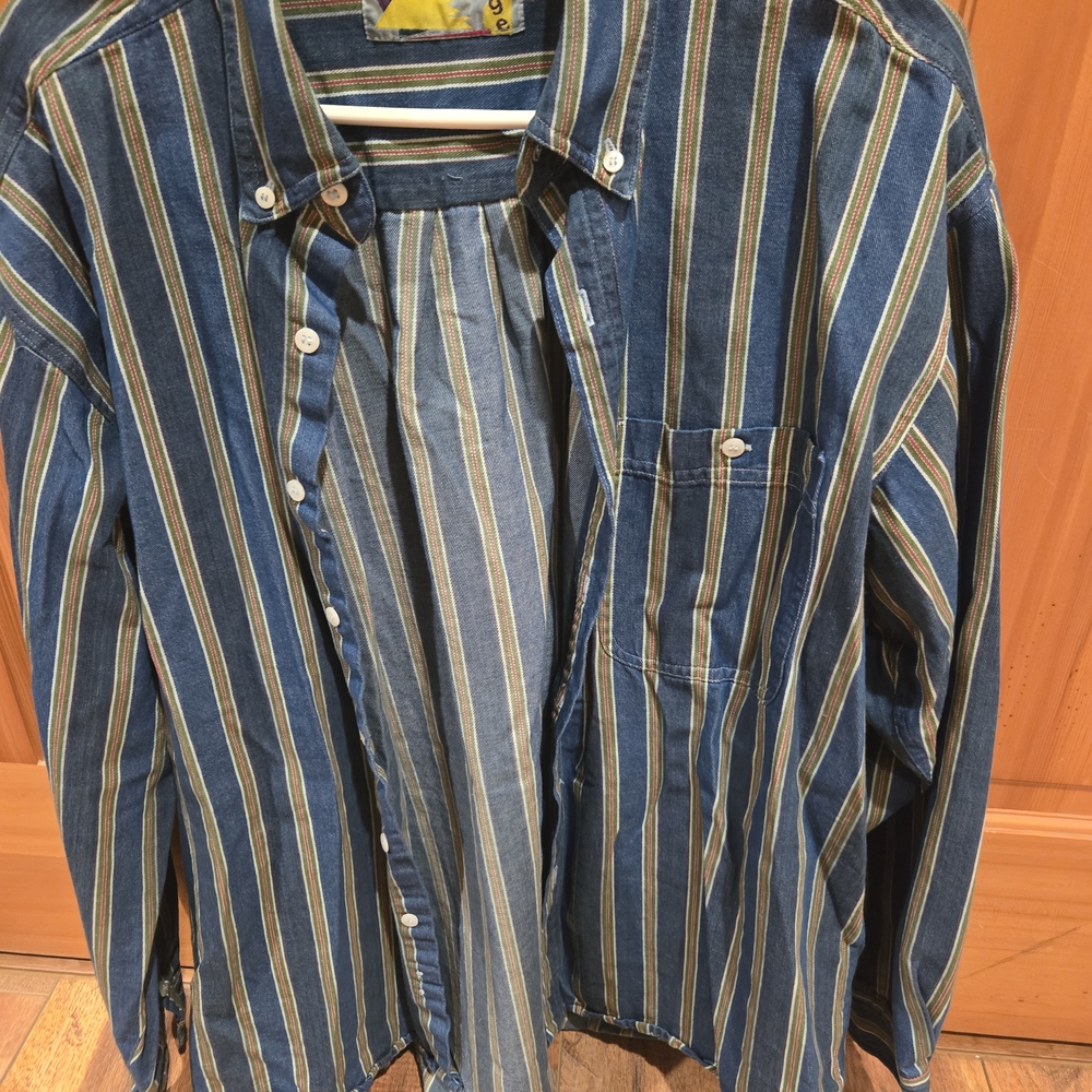 Men's Blue Striped Casual Button Down Shirt